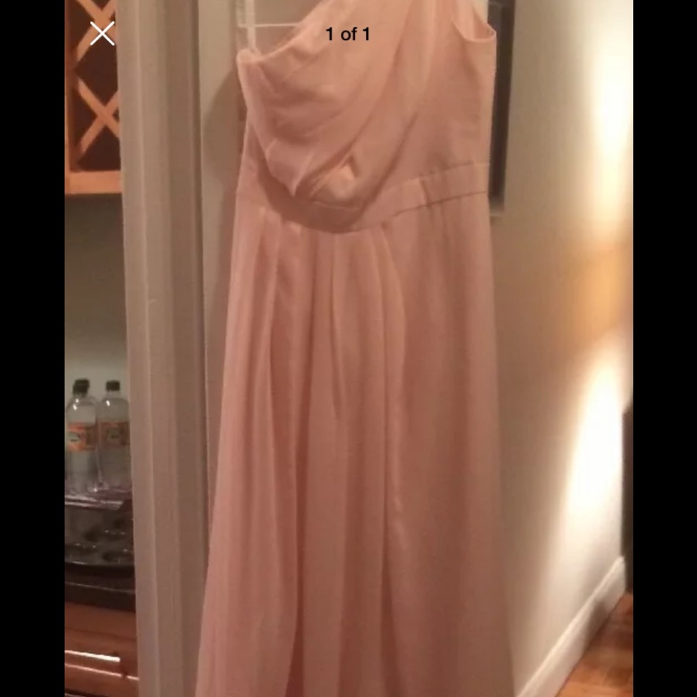One shouldered light pink chiffon dress-size 2